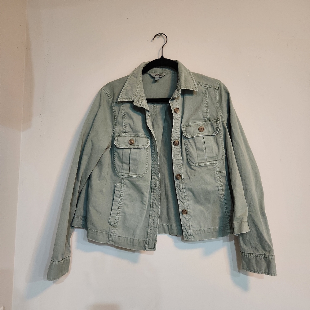 Vineyard Vines Walkabout Utility Jacket Women's Small Green Stretch Cotton Blend